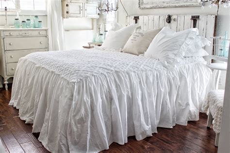 Ruffled Chenille Coverlet Bedspread Shabby Chic Bedding Etsy Chic Bedding White Ruffle