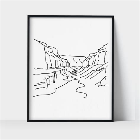 Grand Canyon National Park Line Art Drawing Unframed Print Etsy