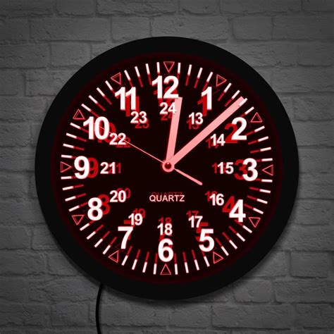 Military Pattern Retro Wall Clock With Led Backlight 24 Hours Display