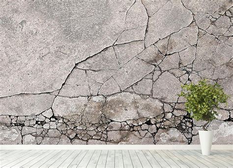 Cracked Concrete Wall Mural Wallpaper Canvas Art Rocks