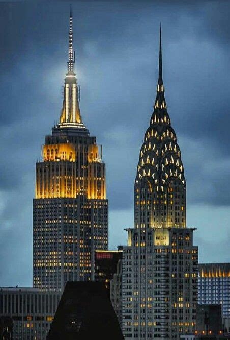Empire State Building And Chrysler Building New York City Usa