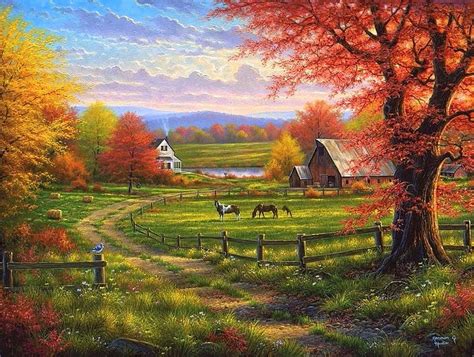 Peaceful Tranquility Rural Fall Season Autumn Colors Love Four