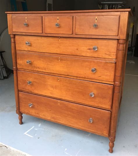 Early American Sheraton Cherry Chest 3 Over 4 Dovetailed Etsy Early