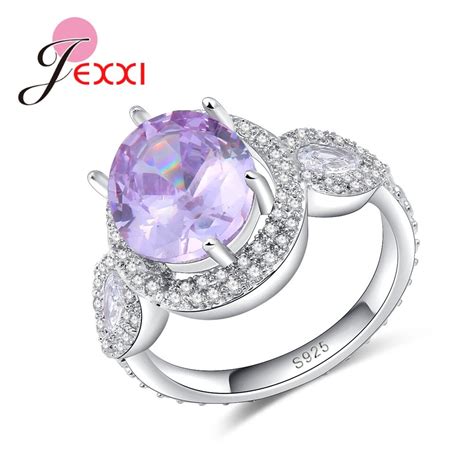 Trendy Purple Cunbic Zirconia Wedding Ring For Bridal Hot Sale 925