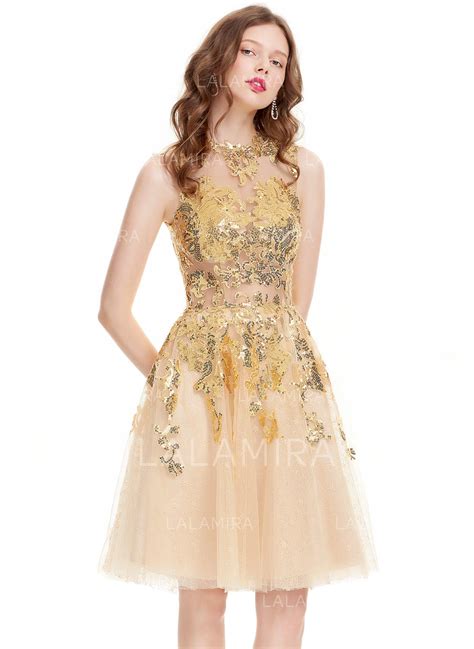 Sequins A Lineprincess Knee Length Tulle Homecoming Dresses
