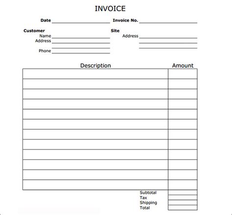 52 Sample Blank Invoice Templates Sample Templates