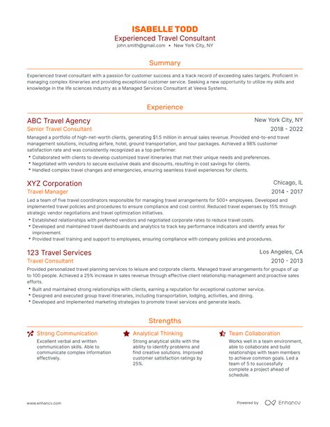 Travel Consultant Resume Examples And Guide For 2024