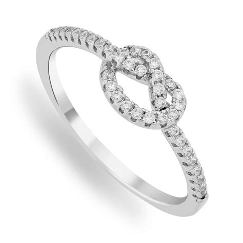 sterling silver and cubic zirconia love knot promise ring