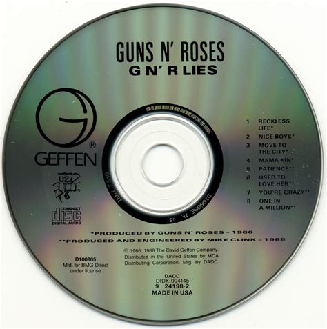 Guns N Roses G N R Lies Cd