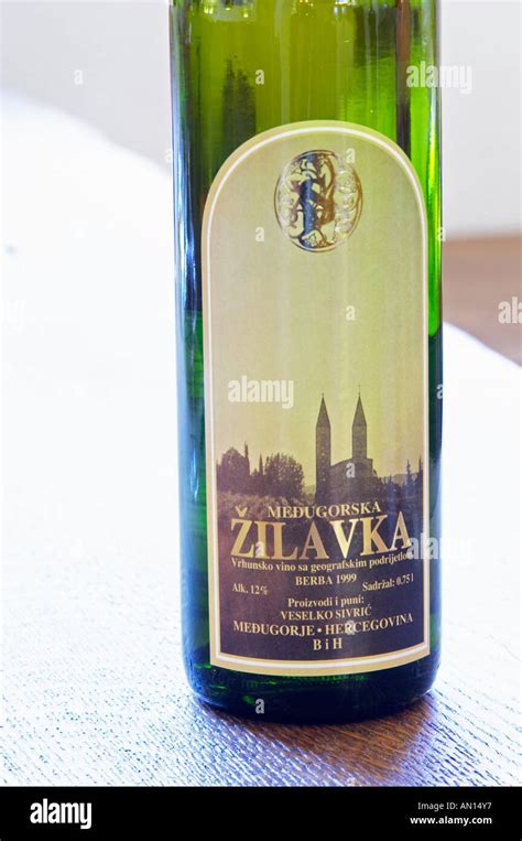 Bottle Of Medugorska Zilavka White Wine 1999 Label Detail Podrum