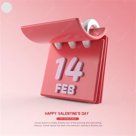 Premium Psd 3d Calendar Valentine February 14