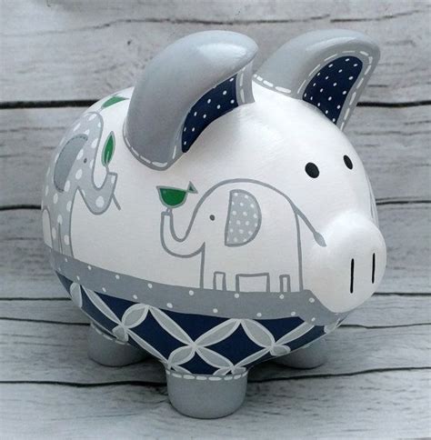 Personalized Piggy Bank Artisan Hand Painted By Alphadorable