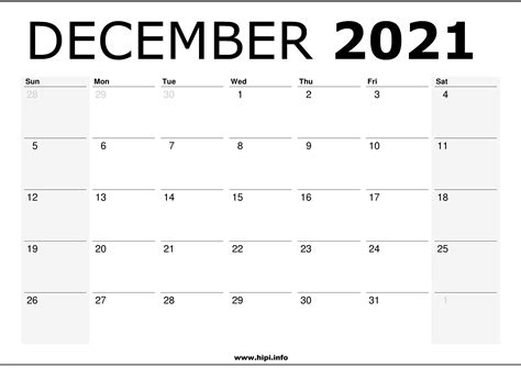 December 2021 Calendar Printable Free Customize And Print