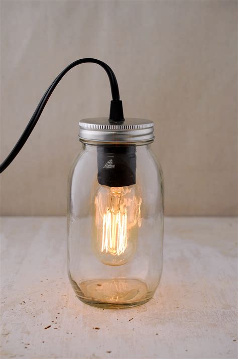 Gerson 65 Inch Electric Lighted Clear Mason Jar With Antique Light Bulb