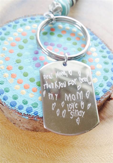 Personalized for her gifts engraved. Handwriting keychain, Personalized Engraved keychain ...