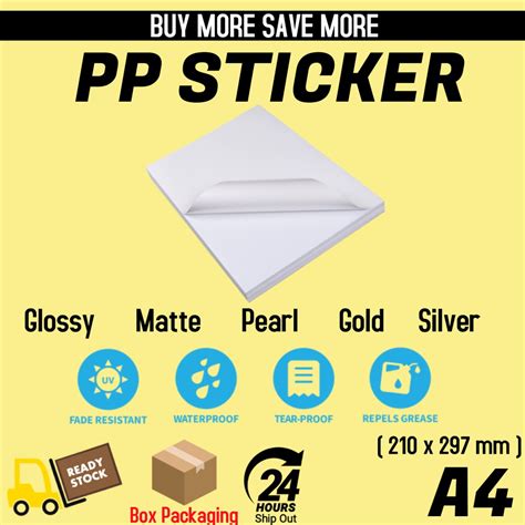 Buy A4 Pppet Sticker Polypropylene Synthetic Glossy Matte For Inkjet