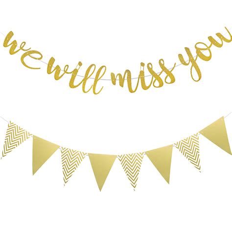 Buy We Will Miss You Banner Gold Glitter Graduation Banner And Triangle