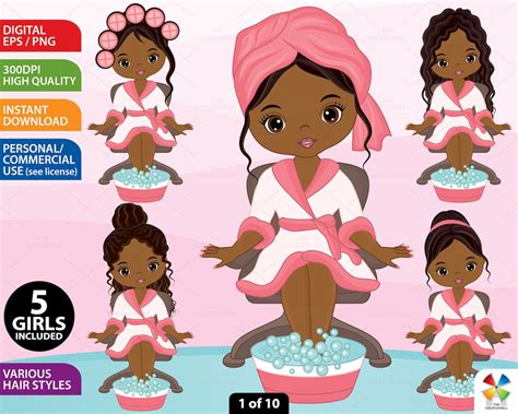 African American Spa Girls Clipart Vector Spa Girl Spa Party Clipart