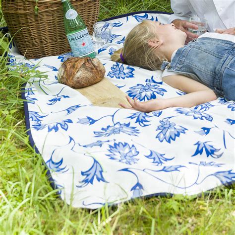 Extra Large Picnic Blanket Blue Flower By Just A Joy