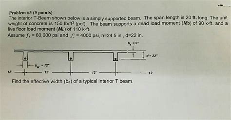 Solved Problem 3 5 Points The Interior T Beam Shown Below