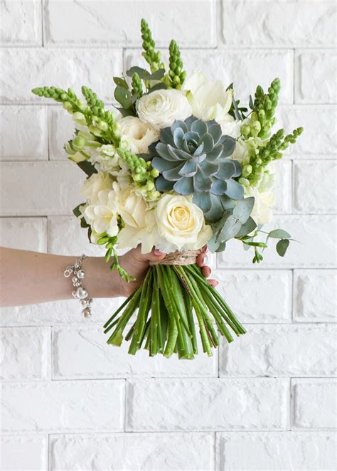In fact, you can replant them after your wedding and keep them forever! How to Make an Easy Succulent Bouquet | Prom bouquet ...
