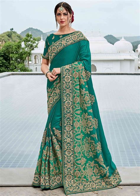 Elegant Green Color Two Tone Shadded Silk Satin Saree Gunj Fashion Party Wear Sarees Saree