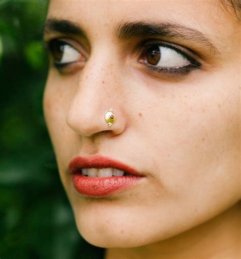 Indian Nose Stud K Gold Nose Ring Nostril Screw Gold Nose Etsy