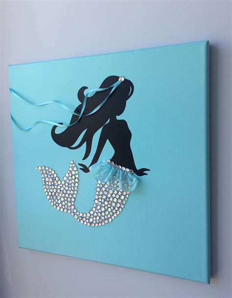 Teal Mermaid Canvas Wall Art 12x 12 Etsy Mermaid Canvas Diy