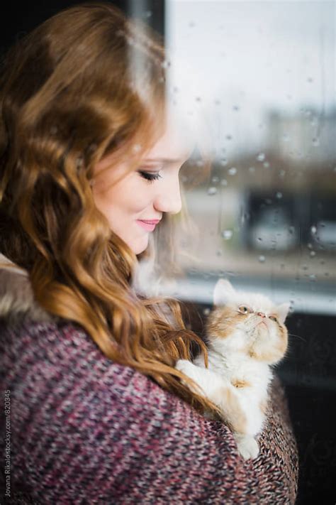 Young Woman And Her Kitten By Jovana Rikalo Stocksy United