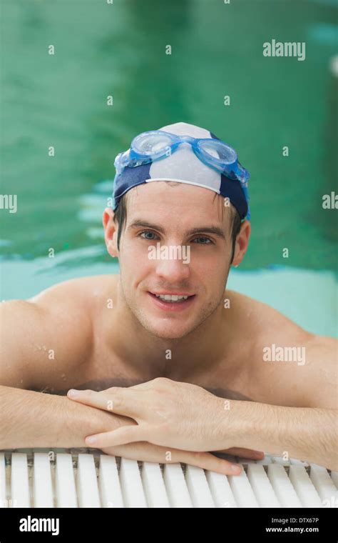 Happy Man In Swimming Pool Stock Photo Alamy