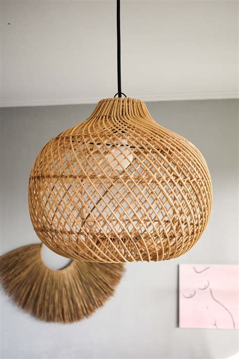 Ertg hand woven lampshade, natural rattan wicker ball pendant lamp, woven chandeliers homestay open weave hanging ceiling lamp decoration 4.0 out of 5 stars 1 $19.46 $ 19. Handmade rattan lamp shade FREE SHIPPING, Wicker lamp ...
