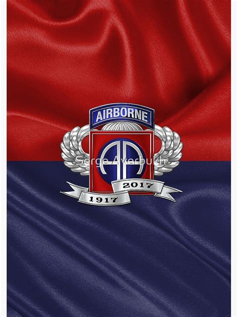 82nd Airborne Division 100th Anniversary Insignia Over Division Flag