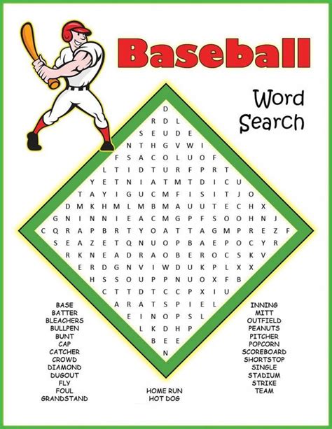 Baseball Word Searches Activity Sheets 101 Activity