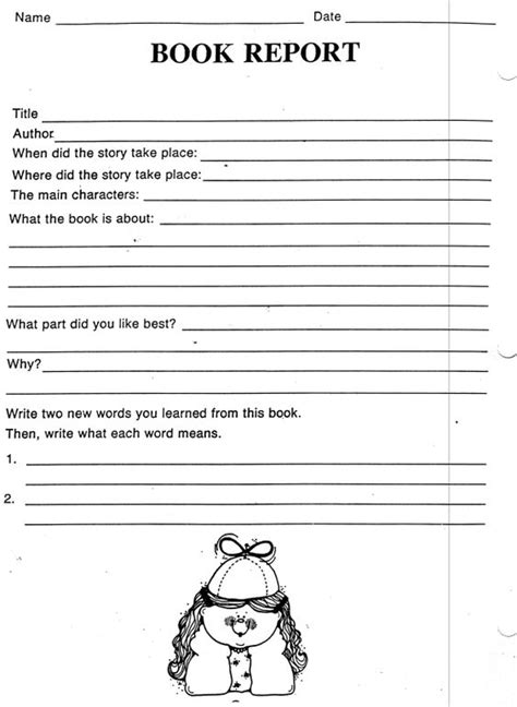 Free Printable 5th Grade Book Report Template Printable Templates