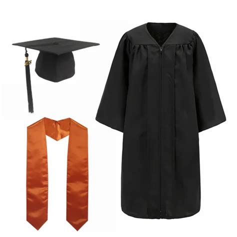 Black Graduation Toga Cap With Orange Plain Stole Buy Graduation Toga