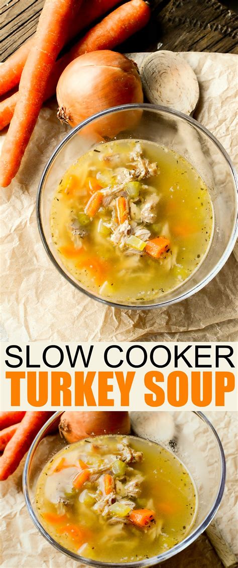 This is a recipe for a healthy soup broth that's thick and creamy like everybody's favourite cream of chicken soup, but with a mere 45 calories per serving!! Slow Cooker Turkey Soup | Recipe | Slow cooker turkey soup ...