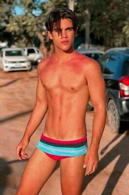 Shirtless Male Lean Swimmer Swim Suit Tanned Hunk Jock Beefcake Photo