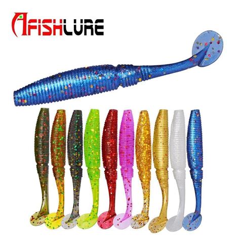 15pcslot T Tail Soft Lure 50mm 1g Paddle Tail Soft Grubs Maggot
