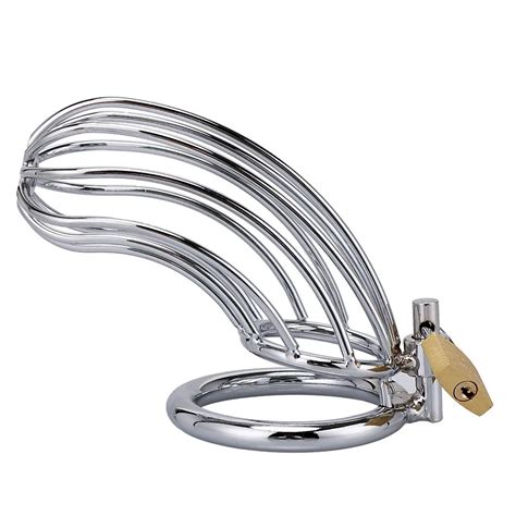 Lockable Stainless Steel Cock Cage Penis Ring Sleeve Lock Cock Chastity