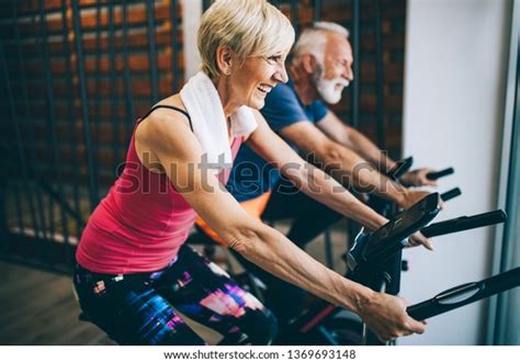 Happy Fit Mature Woman Man Cycling Stock Photo Edit Now