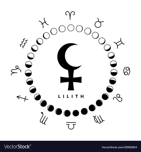 Astrologic Symbol Lilith Or Black Moon Isolated Vector Image