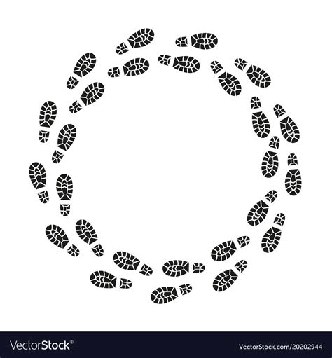 Black Footprints Silhouette Round Design Template Vector Image