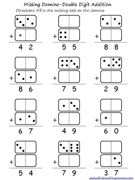 15 Blank Domino Addition Worksheet