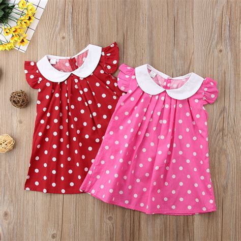 2018 Kids Baby Girls Polka Dot Summer Dresses Toddler Princess Sundress