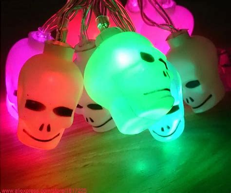 10pcs led skull light string halloween flashing decorations outdoor decorative skeleton lamp