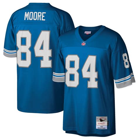 Mens Detroit Lions 84 Herman Moore Mitchell And Ness 1996 Blue
