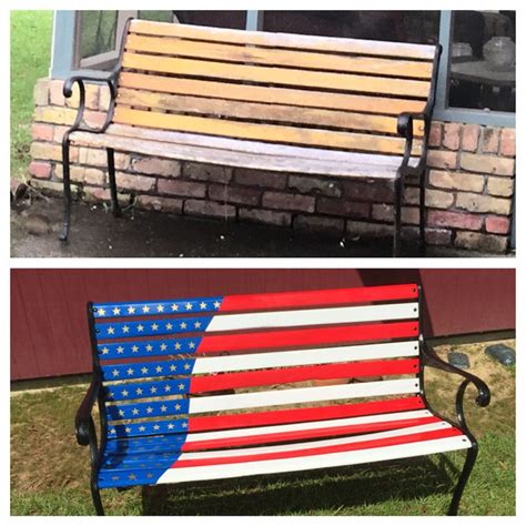 American Flag Bench Outdoor Decor American Flag Decor