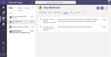 Using The Activity Tab In Teams Personal Chats Office 365 For It Pros
