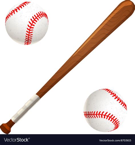 Baseball Bat And Balls On White Royalty Free Vector Image