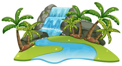 Scene With Waterfall And River 446943 Vector Art At Vecteezy